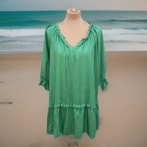 Shop The Mint Green Linen Blend Oversized Peasant Dress Flowy Coastal Grandma XL